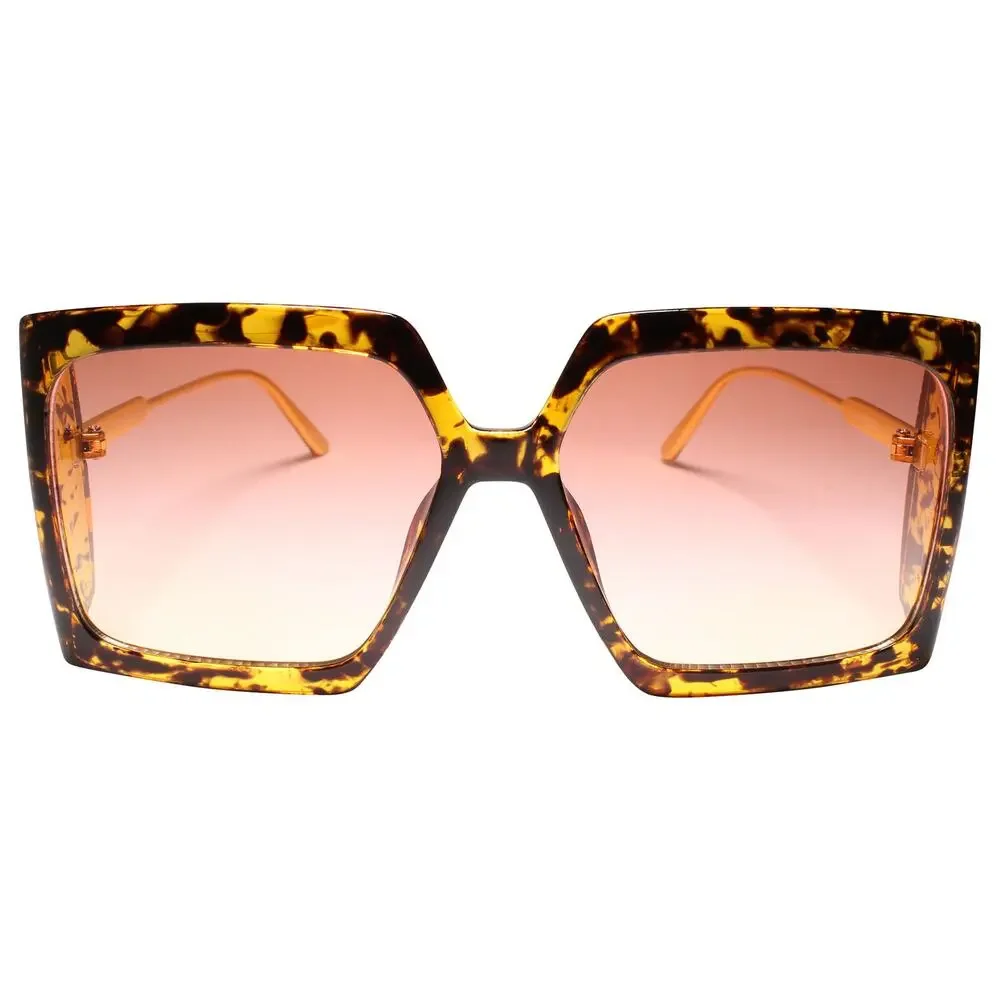 Bold Style Women's Chic Exaggerated Oversized Wrap Square Sunglasses Pink Lens